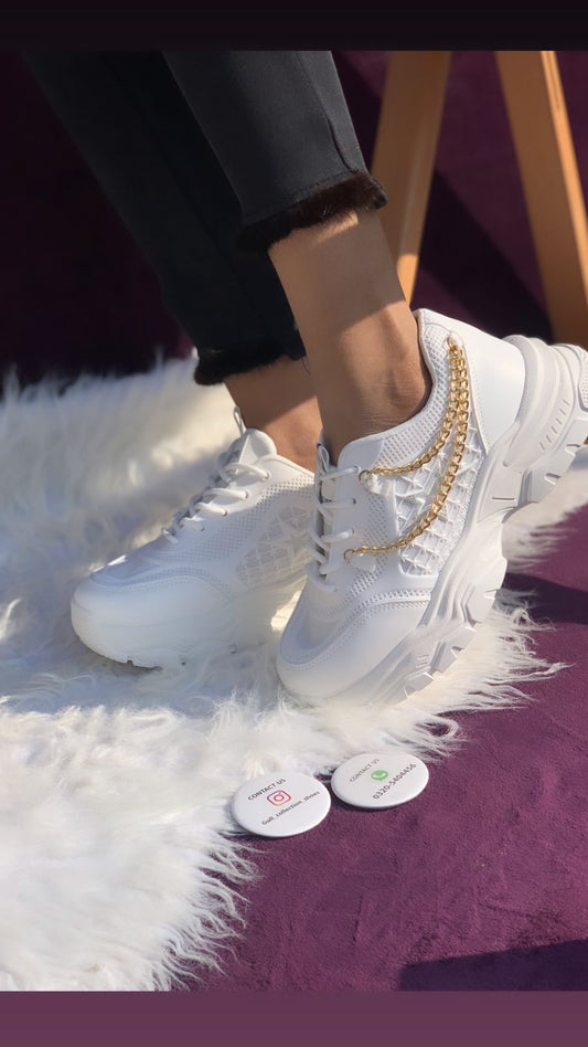WHITE Chunky Chain Shoes
