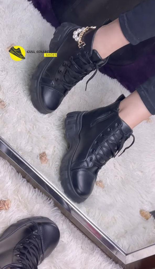 SIDE Chain Black Long Shoes